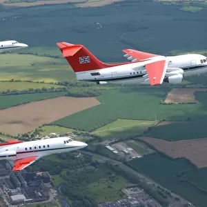 BAe 146 and BAe 125 aircraft practising their formation for the Queens Jubilee Flypast