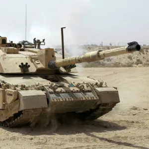 Challenger 2 Main Battle Tank patrolling outside Basra, Iraq