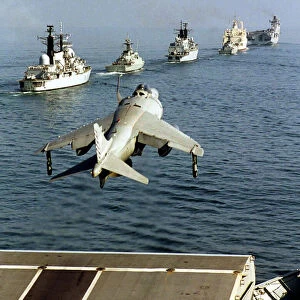 FA2 Sea Harrier Launches from HMS Illustrious