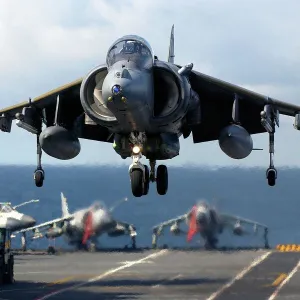 A Harrier GR7 of 1 Squadron RAF took part in Deck Operations on-board HMS Illustrious