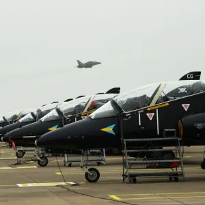 Hawk Aircraft Lined up on the Line at RAF Valley