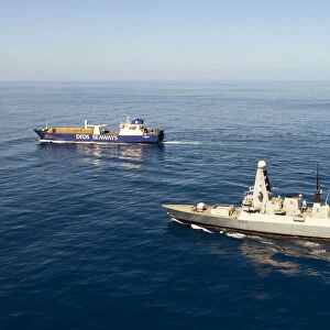 HMS Diamond Escorting Ark Futura During Operation Recsyr