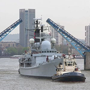 HMS Edinburgh Passes Under Tower Bridge, London