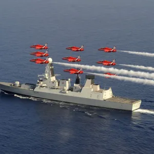 Red Arrows Flying Over HMS Diamond