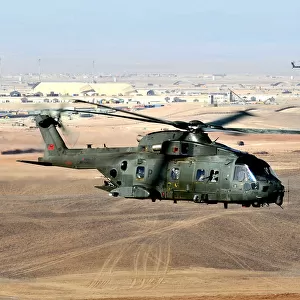 A Royal Air Force Merlin Helicopter Over Afghanistan