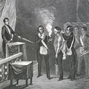 An Apprentice Is Initiated Into Freemasonry. From A 19Th Century Illustration