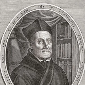 Athanasius Kircher, 1602 - 1680. German Jesuit scholar and polymath. His interests and accomplishments were so broad that he has been compared to Leonardo da VInci. After a 17th century work by Cornelis Bloemaert