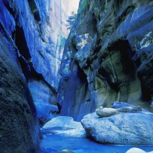 Boulder Filled River At Bottom Of Canyon