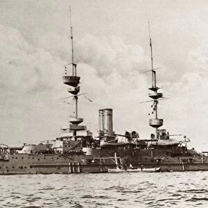 The British Battleship Majestic, Later Torpedoed And Sunk By An Enemy Submarine During World War I. From The Illustrated War News 1915