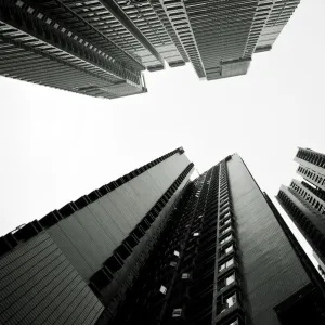 China, New Modern Buildings Housing Shops Fronts On Ground Floor And Condos On Upper Floors Along Hollywood Road; Hong Kong