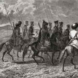 Cossack Escort. Engraved By Pannemaker After Viollat. From Histoire De La Revolution Francaise By Louis Blanc