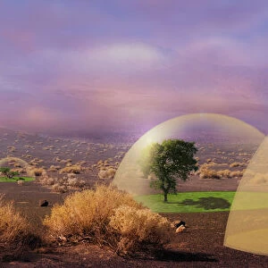 Futuristic Environmental Protection Domes; Death Valley California Usa