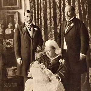 Four Generations Of The English Royal Family. Standing Left, The Future King George V, Standing Right, King Edward Vii, Seated Queen Victoria Holding The Future King Edward Viii. From His Majesty King Edward Viii Published 1936