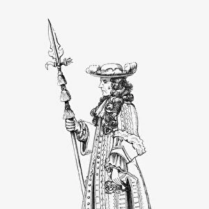 A Gentleman Pensioner, Aka The Honourable Band Of Gentlemen Pensioners, 1687. Bodyguard To The British Monarch. From The British Army: Its Origins, Progress And Equipment, Published 1868