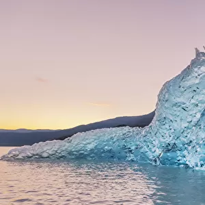 Iceberg From The Retreating Mendenhall Glacier In Front Of The Mendenhall Glacier Visitors Center Near Juneau, Southeast Alaska