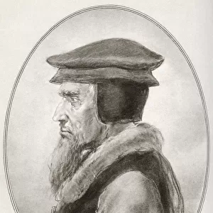 John Calvin, born Jehan Cauvin, 1509 - 1564. French theologian, pastor and reformer in Geneva during the Protestant Reformation. Illustration by Gordon Ross, American artist and illustrator (1873-1946), from Living Biographies of Religious Leaders