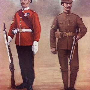 Left. Colour-Sergeant Of The West Yorkshire Regiment. Right. Sergeant Of The Yorkshire Regiment. From The Book South Africa And The Transvaal War By Louis Creswicke, Published 1900