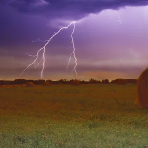 Lightning Over A Field