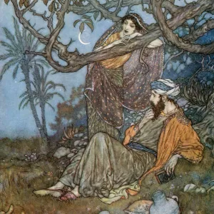 Here With A Little Bread Beneath The Bough, A Flask Of Wine, A Book Of Verse - And Thou Beside Me Singing In The Wilderness Oh, Wilderness Were Paradise Enow! Illustration By Edmund Dulac F Rom The Rubaiyat Of Omar Khayyam, Published 1909