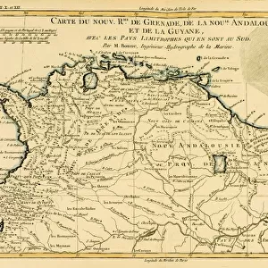 Map Of Grenada, New Andalucia And Guyana Circa. 1760. From "Atlas De Toutes Les Parties Connues Du Globe Terrestre "By Cartographer Rigobert Bonne. Published Geneva Circa. 1760