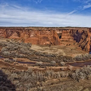 Panorama Of Canyon De Chelley In Mid Afternoon Light. Arizona