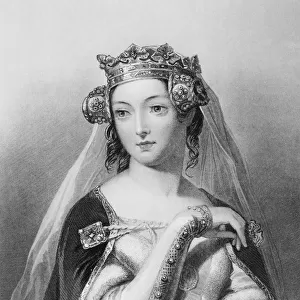Philippa Of Hainault, C. 1314-1369. Queen Of King Edward Iii Of England. Engraved By W. H. Egleton After E. Corbould. From The Book The Queens Of England, Volume I By Sydney Wilmot. Published London Circa. 1890