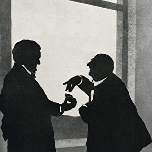 Richard Wagner, left, offers snuff to Anton Bruckner. A paper cutting or silhouette by Otto Bohler the Austrian silhouette artist. Wilhelm Richard Wagner, 1813 - 1883. German composer, theatre director, polemicist, and conductor. Josef Anton Bruckner, 1824 - 1896. Austrian composer, organist, and music theorist. From Anton Bruchner, 1824 - 1896, Sein Leben in Bildern (His Life in Pictures)