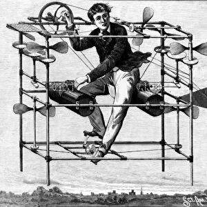 Scientific American illustration of the Flying Bedstead, 1885