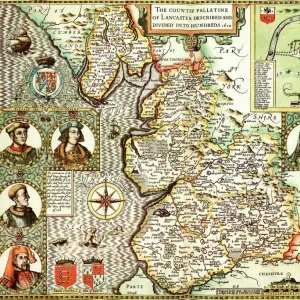 Lancashire Historical John Speed 1610 Map