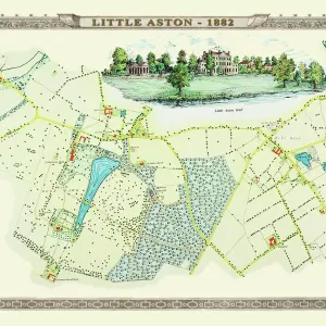 Little Aston Village Map Print 1886 West Midlands