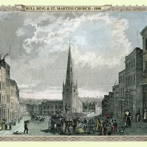 Bull Ring and St Martins Church, Birmingham 1840