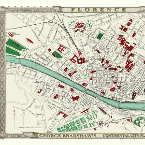 George Bradshaws Plan of Florence, Italy 1896