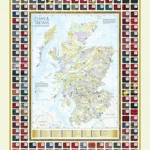 Print of Map of Scottish Clans and Tartans Print of Map of Scottish Clans and Tartans