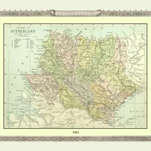 Sutherland County Old Map Print 1882 Sutherland County Old Map Print 1882