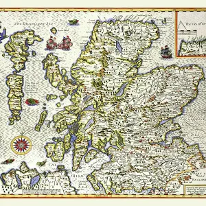 Old Map of Scotland 1611 Print - Facsimile of John Speed's Historical Map Old Map of Scotland 1611 Print - Facsimile of John Speed's Historical Map