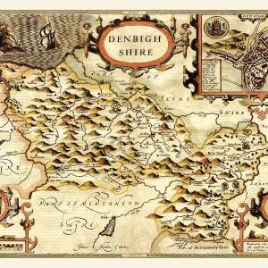 Old County Map of Denbighshire 1611 Print Old County Map of Denbighshire 1611 Print