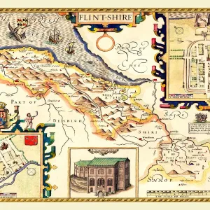 Facsimile Print of 1611 Flintshire Map Facsimile Print of 1611 Flintshire Map