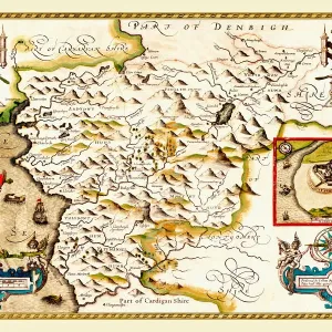 Old County Map of Merionethshire 1611 Print Old County Map of Merionethshire 1611 Print
