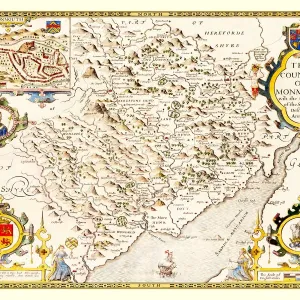 Old County Map of Monmouthshire 1611 Print Old County Map of Monmouthshire 1611 Print