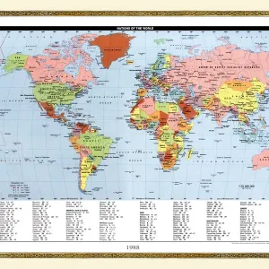1988 World Map Print 1988 World Map Print