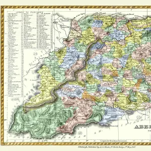 Old County Map of Aberdeen and Banff Scotland 1847 by A&C Black