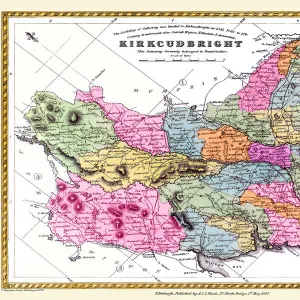 Old County Map of Kurkcudbright Scotland 1847 by A&C Black