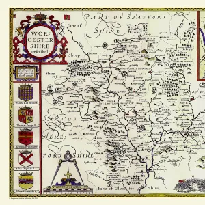 Old County Map of Worcestershire 1611 by John Speed