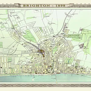 Old Map of Brighton 1898 from the Royal Atlas by Bartholomew