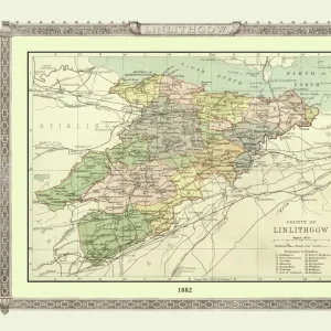 Old Map of the County of Linlithgow from the Philips Handy Atlas of 1882