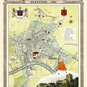 Old Map of Hereford 1806 by Cole and Roper