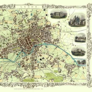 Old Map of Leeds 1851 by John Tallis