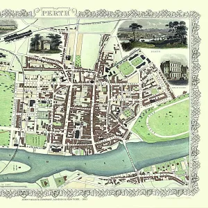 Old Map of Perth Scotland 1851 by John Tallis