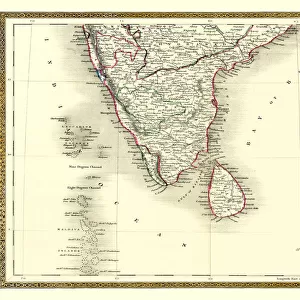 Old Map of Southern India 1852 by Henry George Collins