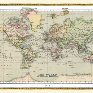 Old Map of The World 1879